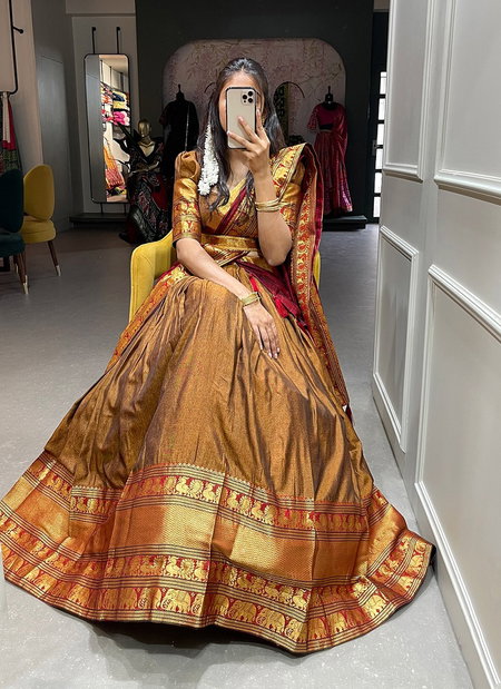 Lnb2040 Cotton Zari Weaving Work Lehenga With Blouse Dupatta Exporters In India